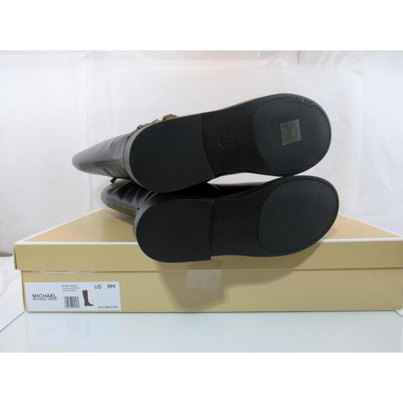 Michael Kors Mandy Knee High Riding Boot Slide Zipper MK Logo Black Size 9 - Picture 9 of 9